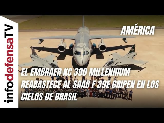 El Embraer KC 390 Millennium reabastece al SAAB F 39E Gripen en los cielos de Brasil