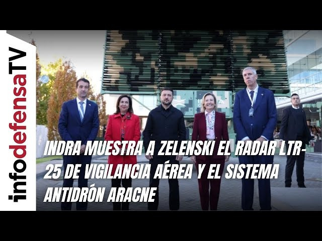 Indra muestra a Zelenski el radar LTR-25 de vigilancia aérea y el sistema antidrón Aracne